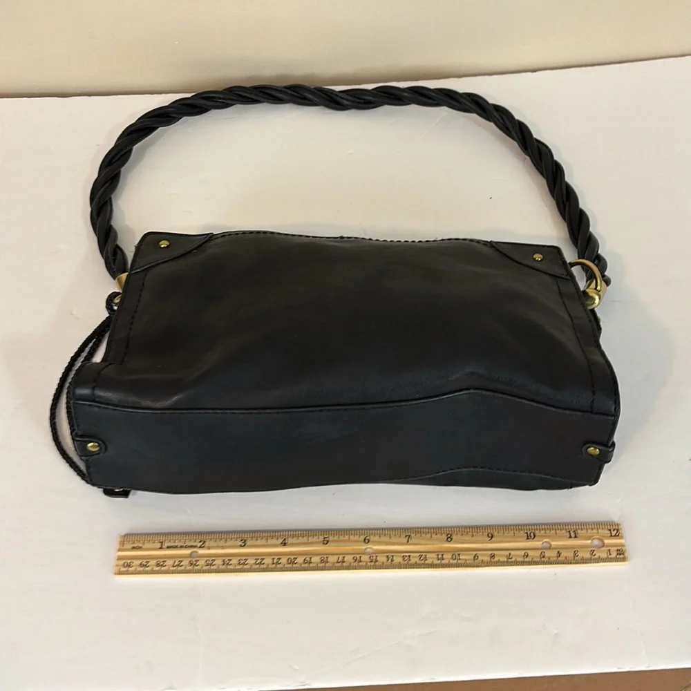Madison Studios Vegan Leather Black Purse Handbag with Twisted Handle
